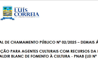 Prefeitura de Luís Correia divulga resultado preliminar do edital para agentes culturais